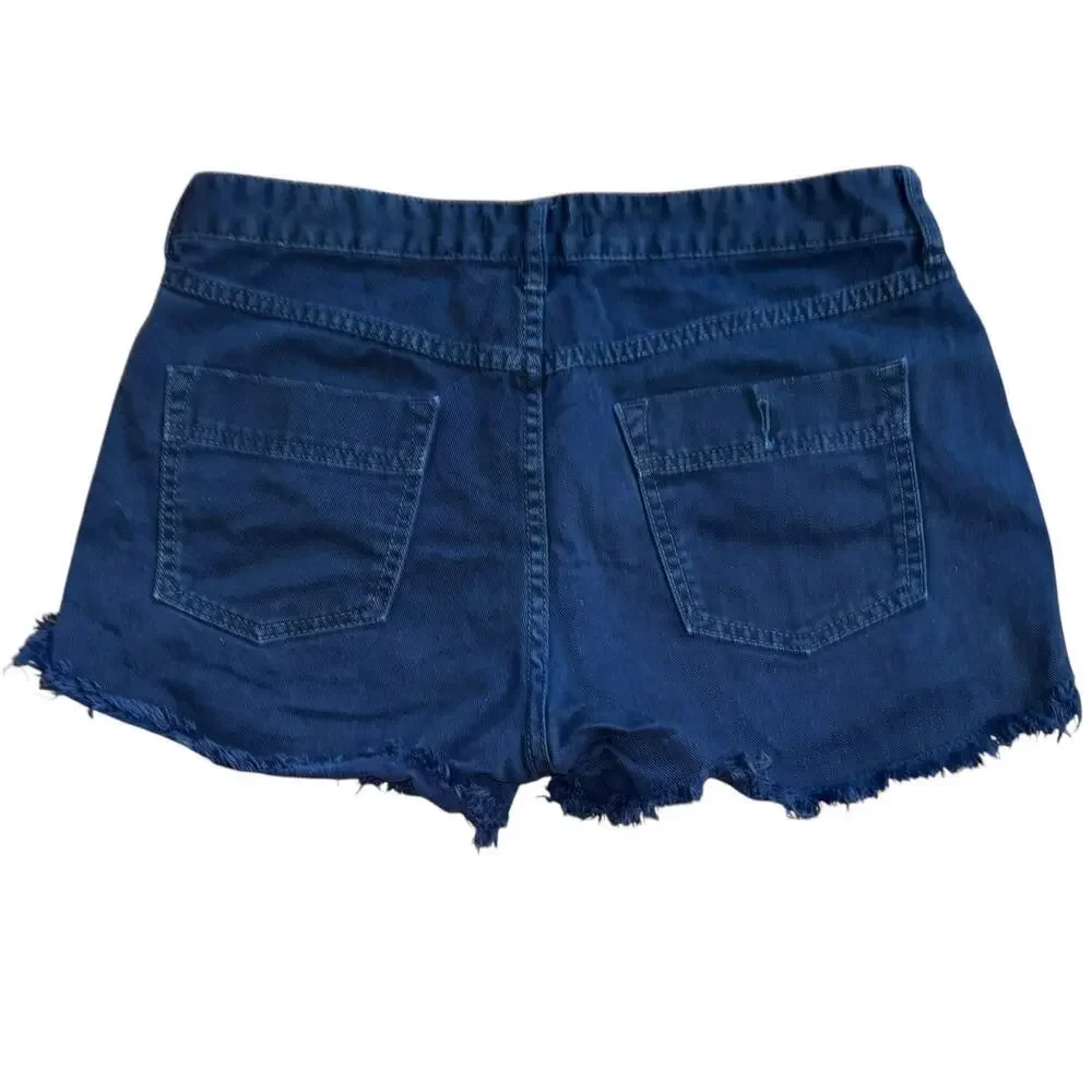 Free people Navy Frayed Distressed Shorts Women's 29 Summer Casual Hippie Boho